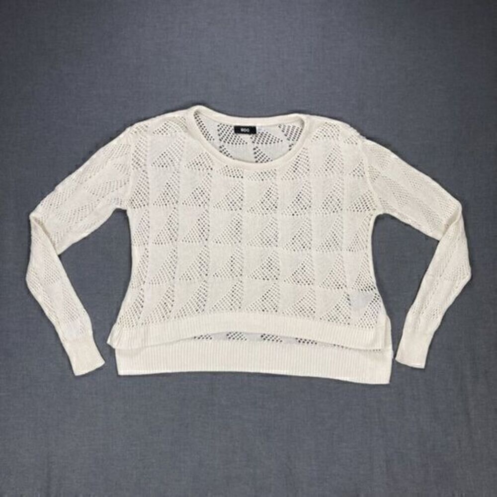 BDG Open Knit Mesh Sweater Womens Size Small Beige Lightweight Hi Low‎ Pull Over